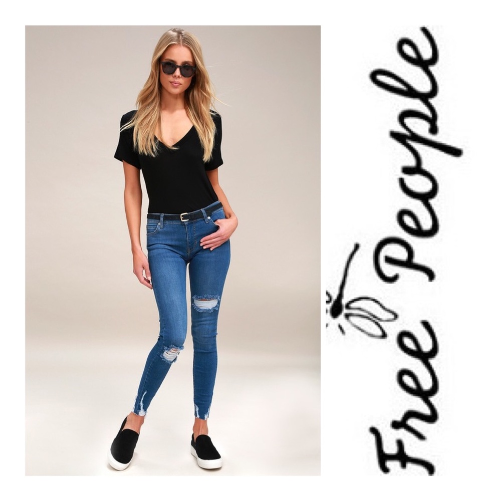 Free People Shark Bite Skinny Jeans